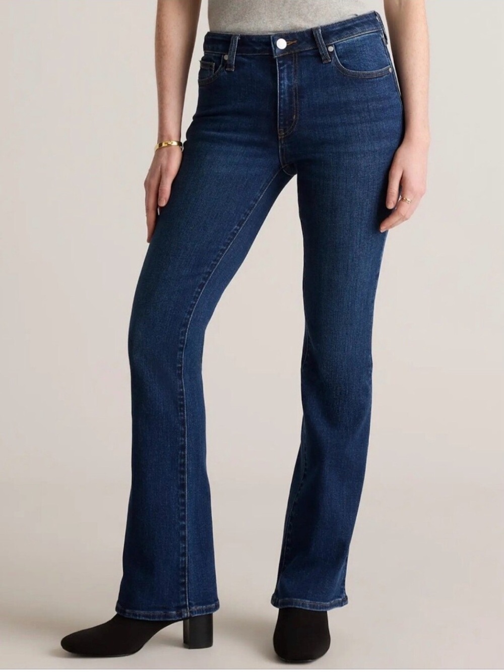 Quince Luna Stretch Flare Jeans Midnight Blue EUC Size 32/30